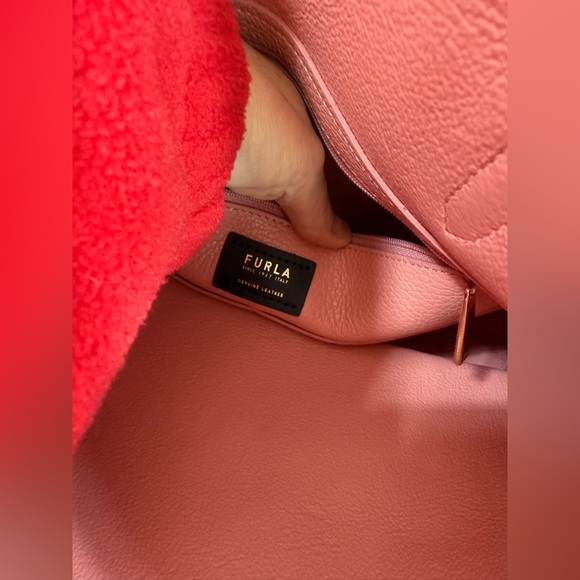 Furla XL leather tote never used poppy pink great for Spring/Summer Nordstrom - Picture 10 of 11